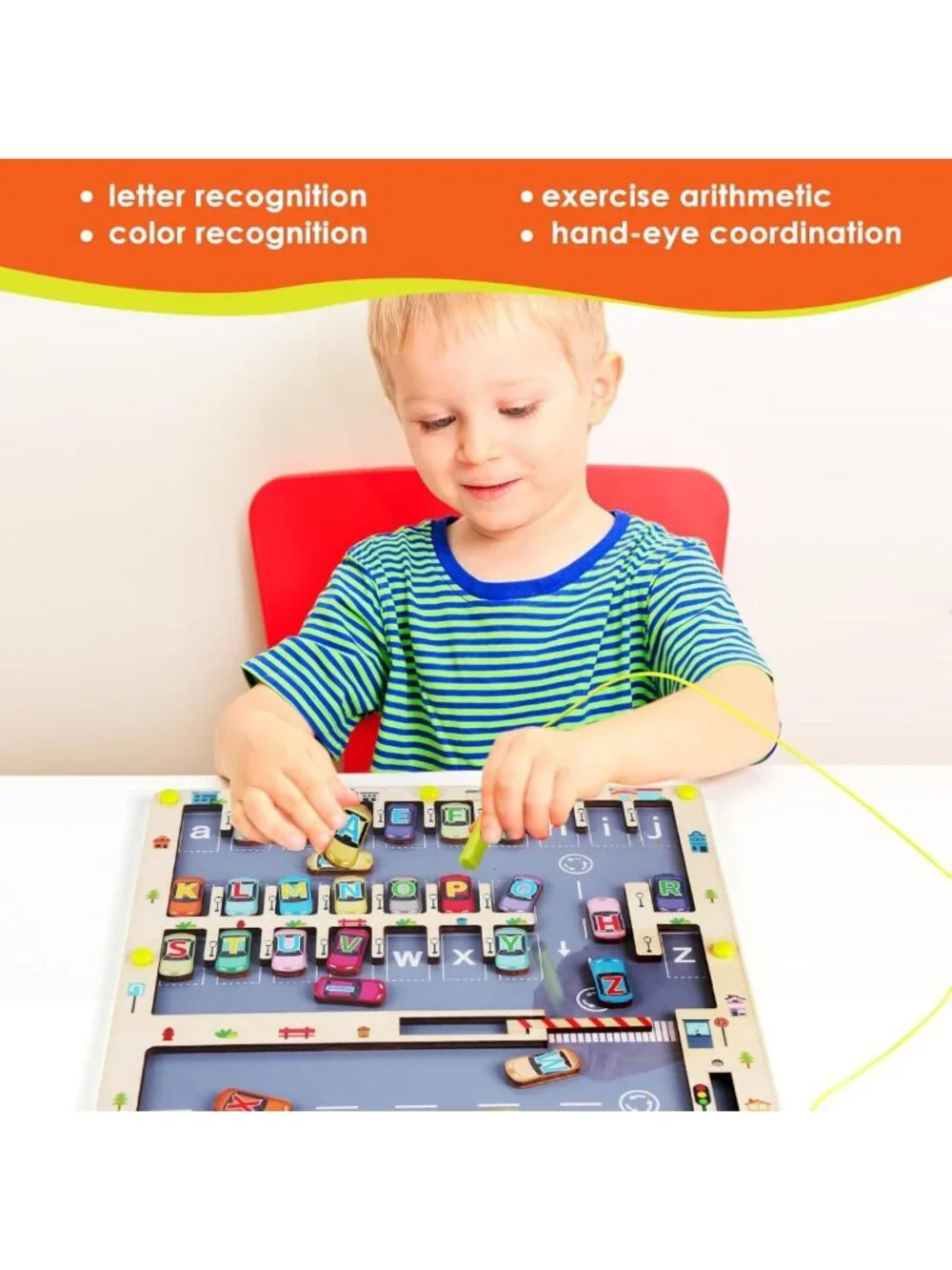 Magnetic Alphabet Maze Puzzle - Montessori Learning Toy for Kids 3-5, Fine Motor